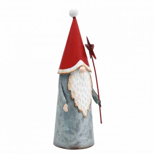 Floristik24 Christmas elf with star 18cm red, gray metal 2pcs