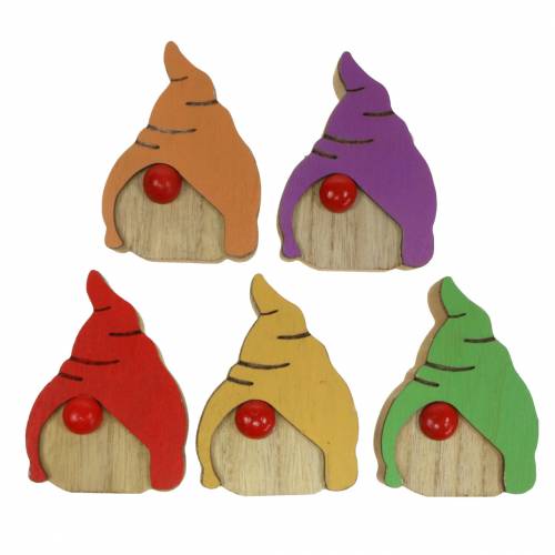 Gnome wood 6.5x9cm 10pcs assorted