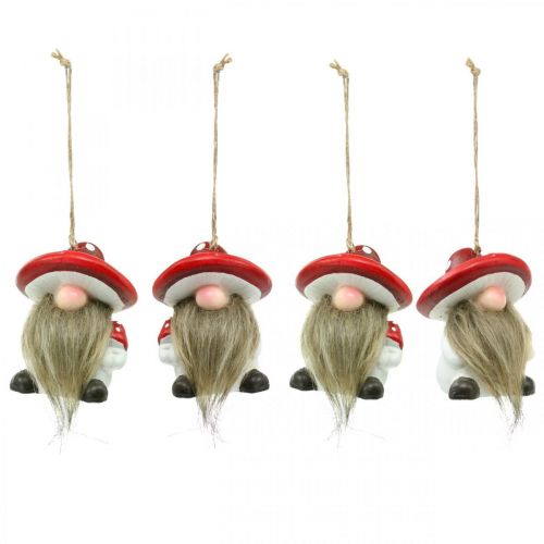 Floristik24 Decorative gnome ceramic to hang with mushroom hat red, white H8cm 4pcs