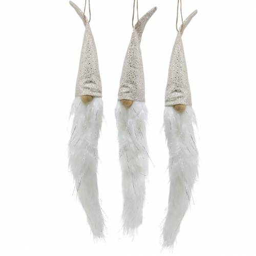 Product Gnome with pointed hat to hang cream 48cm L57cm 3pcs