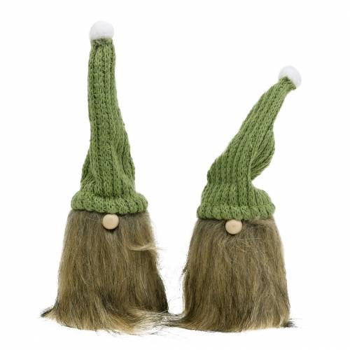 Floristik24 Gnome with woolen hat green 21cm 2pcs