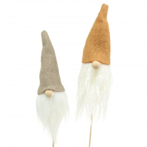 Floristik24 Gnome head as a plug gray, brown 20cm 4pcs