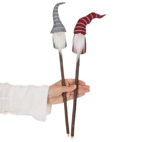 Gnome decorative figure with striped hat on wooden stick, 46cm, 6 pieces | Floristik24.ie