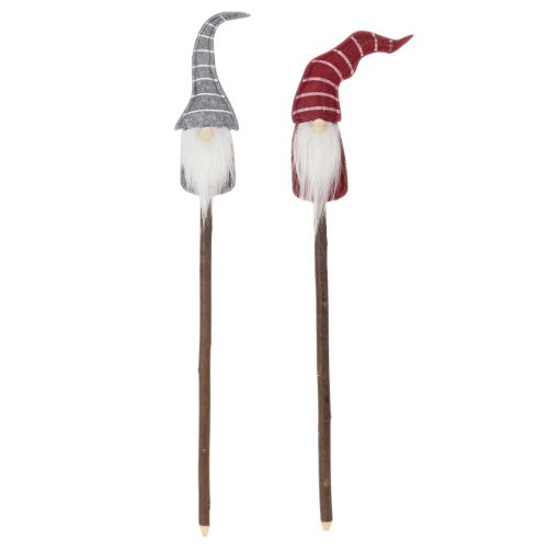 Gnome decorative figure with striped hat on wooden stick, 46cm, 6 pieces | Floristik24.ie