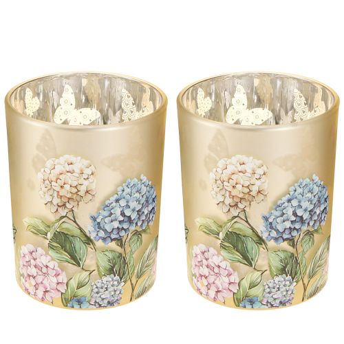 Product Elegant candle holder with floral motifs for cozy room decoration, 12.5cm, 2 pieces.