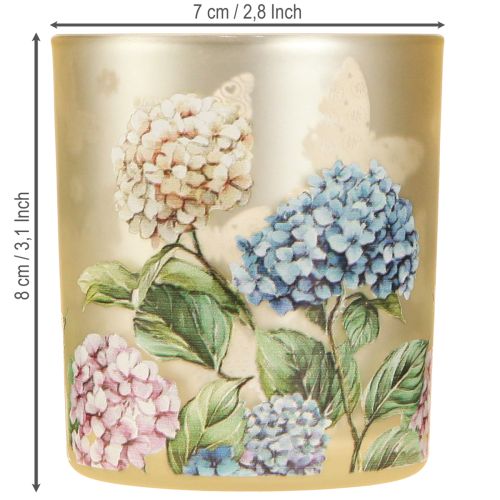 Product Decorative glass lantern with floral design for stylish home accents, 8cm, 4 pieces.