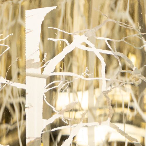 Glass lantern with branch design, gold interior, 12cm | Floristik24.ie