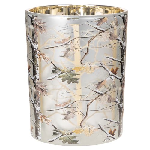Glass lantern with branch design, gold interior, 12cm | Floristik24.ie