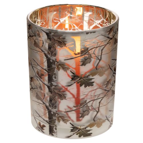 Glass lantern with branch design, gold interior, 12cm | Floristik24.ie