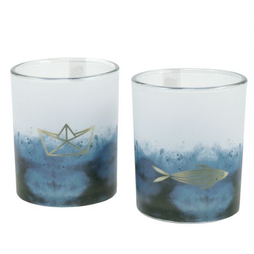 Floristik24 Lanterns blue and white with boat and fish Ø6cm