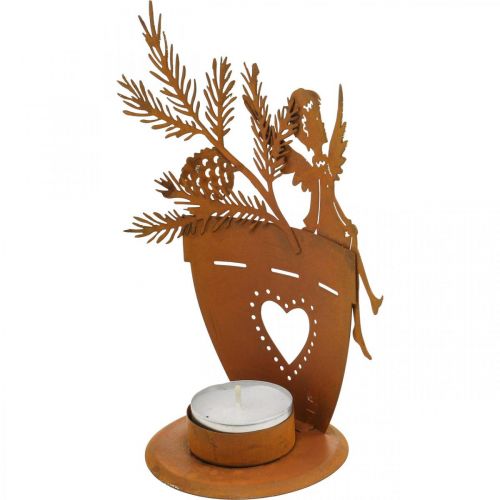 Product Tea light holder Christmas angel decoration rust decoration Ø8cm H18cm