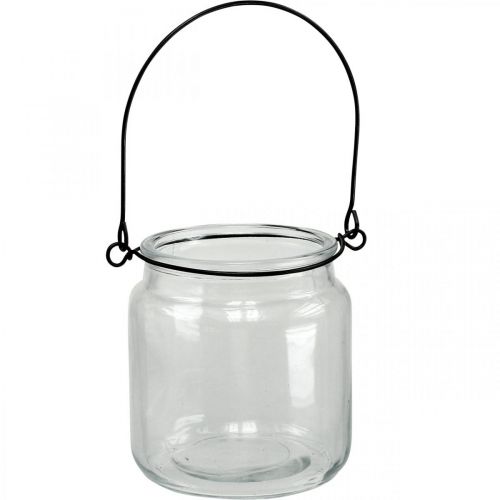 Floristik24 Lantern glass hanging lantern with handle Ø8cm H10.5cm