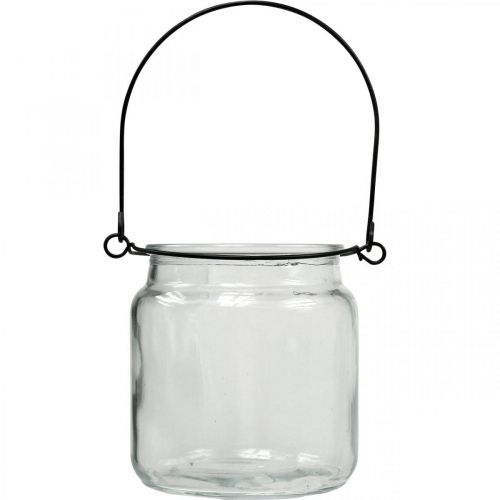 Floristik24 Lantern glass hanging lantern with handle Ø8cm H10.5cm