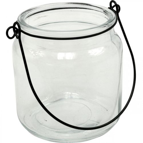 Product Lantern glass hanging lantern with handle Ø8cm H10.5cm