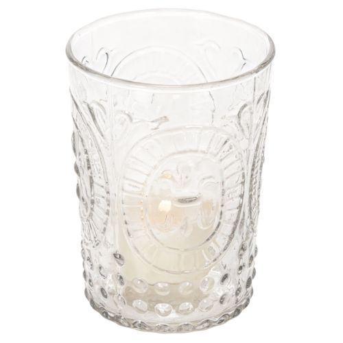 Glass hurricane lantern, candle holder, tealight holder, glass Ø7.5cm H10cm | Floristik24.ie