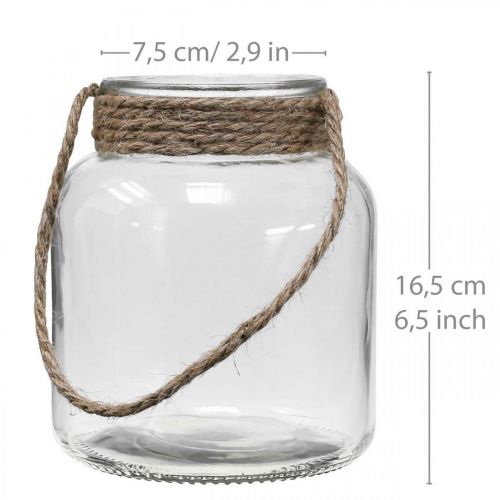 Product Lantern glass, tealight holder for hanging H16.5cm Ø14.5cm