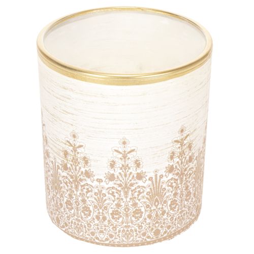 Lantern glass tealight holder floral pattern Ø8cm H9cm 2pcs | Floristik24.ie
