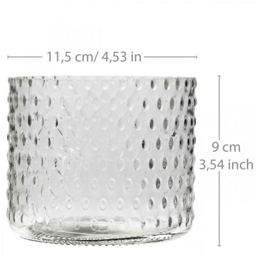 Lantern glass, tealight holder glass, candle glass Ø11.5cm H9.5cm