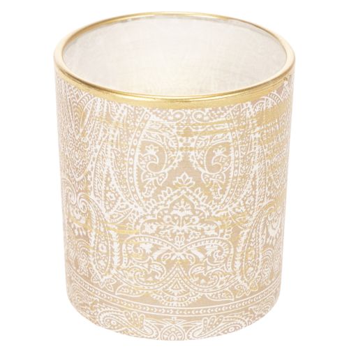 Lantern Glass Tea Light Holder Paisley Pattern Ø8cm H9cm 2pcs | Floristik24.ie