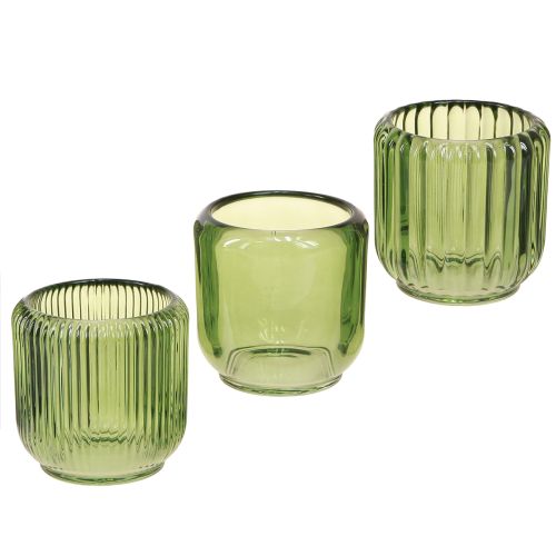 Product Lantern Glass Tealight Holder Retro Green 8cm 6 Pcs
