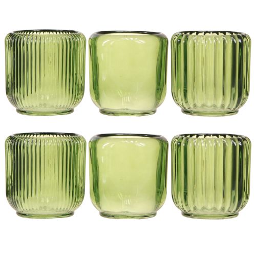 Product Lantern Glass Tealight Holder Retro Green 8cm 6 Pcs