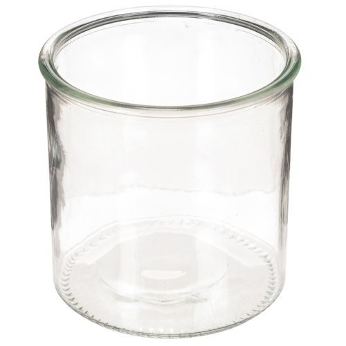 Glass tealight holder, round, clear glass, versatile, 12cm, 2 pieces