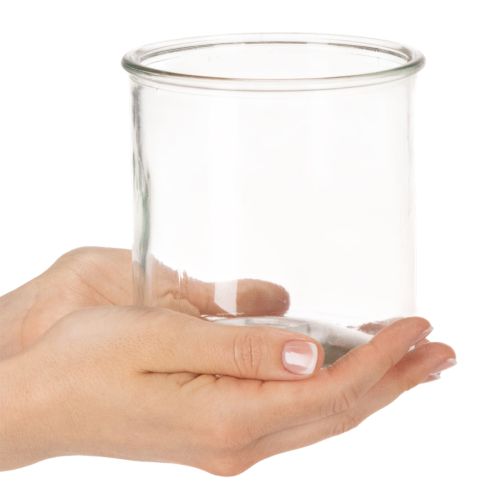 Glass tealight holder, round, clear glass, versatile, 12cm, 2 pieces | Floristik24.ie