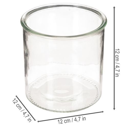 Glass tealight holder, round, clear glass, versatile, 12cm, 2 pieces | Floristik24.ie