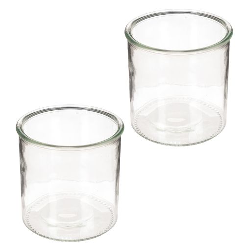 Glass tealight holder, round, clear glass, versatile, 12cm, 2 pieces | Floristik24.ie
