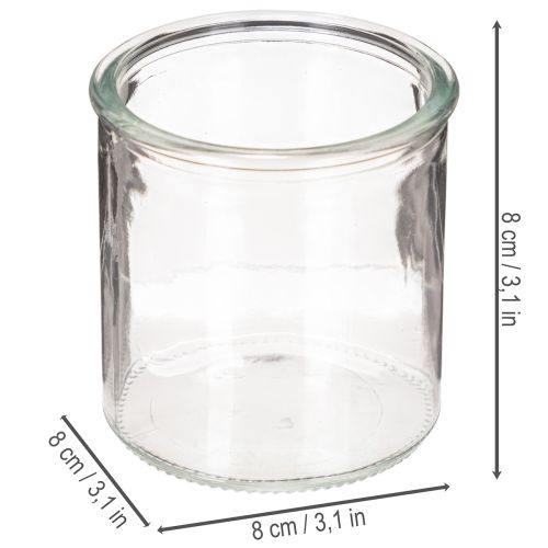Round glass votive candle holder, clear glass, 8cm, 3 pieces | Floristik24.ie