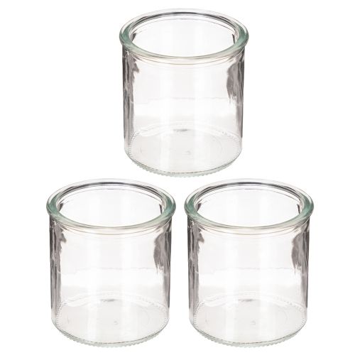 Round glass votive candle holder, clear glass, 8cm, 3 pieces | Floristik24.ie