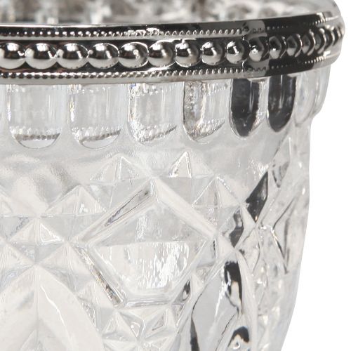 Floristik24 Lantern glass with metal edge clear Ø9cm H10.5cm 6 pcs