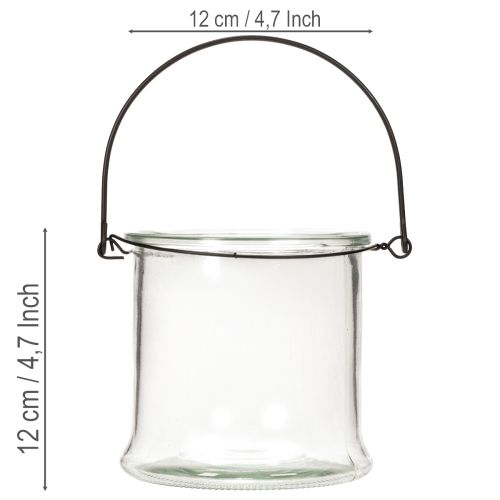 Glass hanging lantern Ø12cm H12.5cm 2pcs | Floristik24.ie