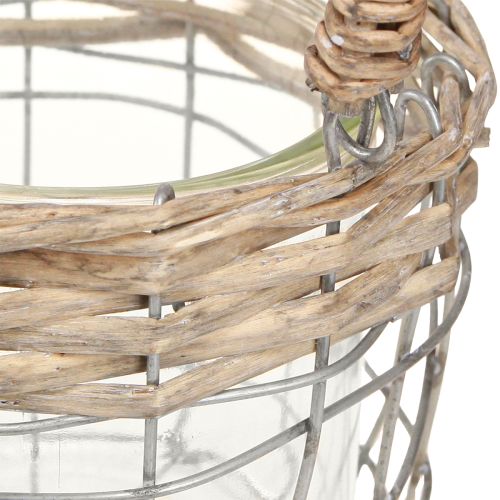 Product Lantern hanging decoration metal glass willow Ø13cm H12cm 2pcs