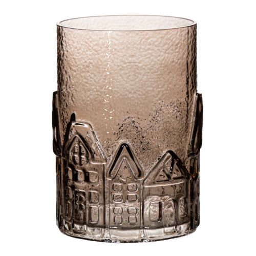 Glass tealight holder houses for table decoration 23cm
