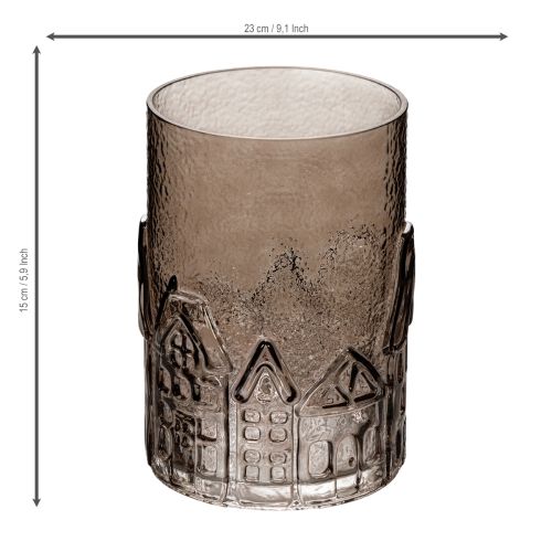 Glass tealight holder houses for table decoration 23cm | Floristik24.ie