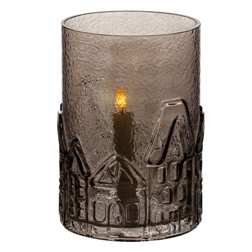 Glass tealight holder houses for table decoration 23cm | Floristik24.ie