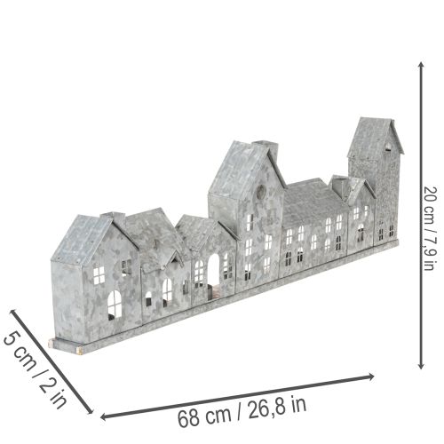 Decorative row of houses with tealight holders, Advent decoration, 68cm | Floristik24.ie