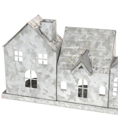 Decorative row of houses with tealight holders, Advent decoration, 68cm | Floristik24.ie