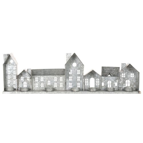 Decorative row of houses with tealight holders, Advent decoration, 68cm | Floristik24.ie