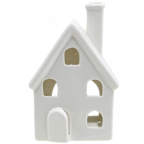 Floristik24 Lantern House Ceramic Light House Advent White H14cm 2 Pcs