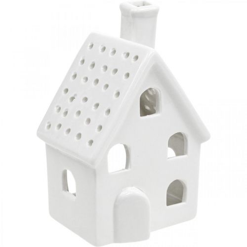 Floristik24 Lantern House Ceramic Light House Advent White H14cm 2 Pcs