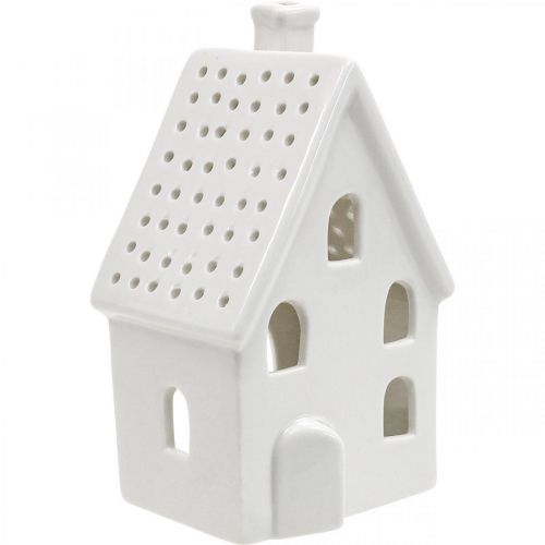 Lantern house ceramic table decoration Advent white H18cm