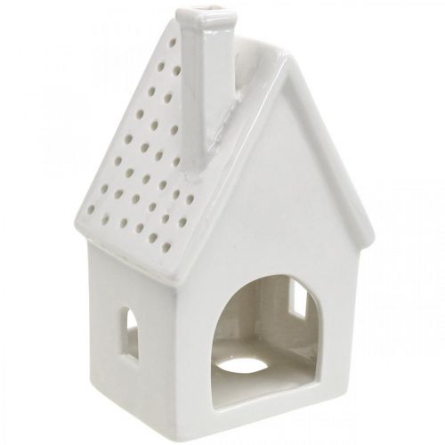Product Lantern house ceramic table decoration Advent white H18cm
