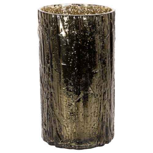 Glass tealight holder with deer head and tree reliefs, winter decoration, 26cm | Floristik24.ie