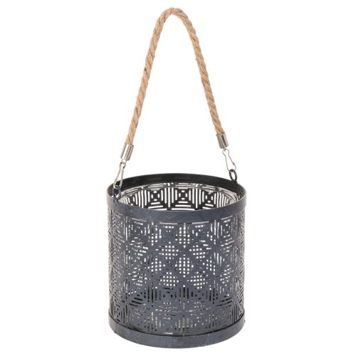Lantern metal decoration Lantern with handle and glass Anthracite Ø16cm 2pcs buy online | Floristik24.ie
