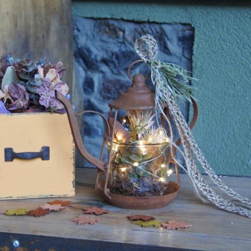 Floristik24 Lantern metal glass teapot rust decoration Ø15cm H26cm