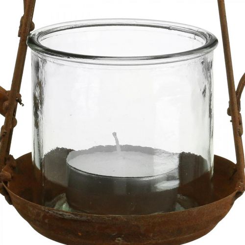 Floristik24 Lantern metal glass teapot rust decoration Ø15cm H26cm