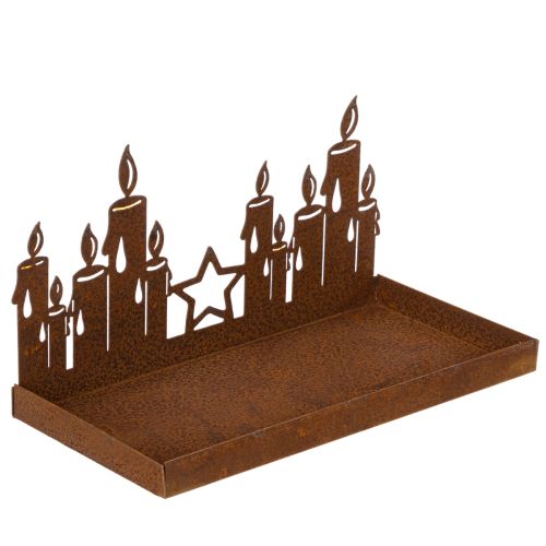 Metal lantern with glass insert, rusted metal finish, decorative candle holder, 21.5cm | Floristik24.ie