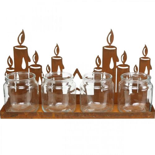 Floristik24 Lantern metal glass insert patina decorative candles L41cm